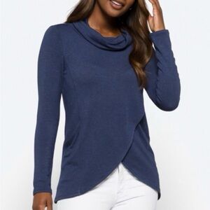 Market & Spruce Stitch Fix Paedia Tulip Hem Cowl Neck French Terry Knit Top Sz L